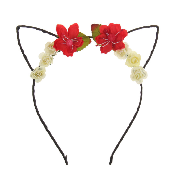 Гавайский ободок с ушками "Цветочная фантазия"