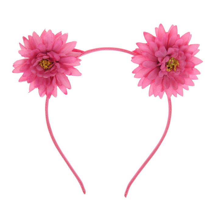 Гавайский ободок с ушками "Астры", цвет розовый