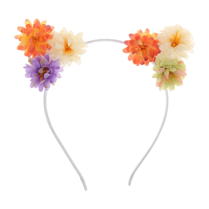 Гавайский ободок с ушками "Цветочная фантазия"