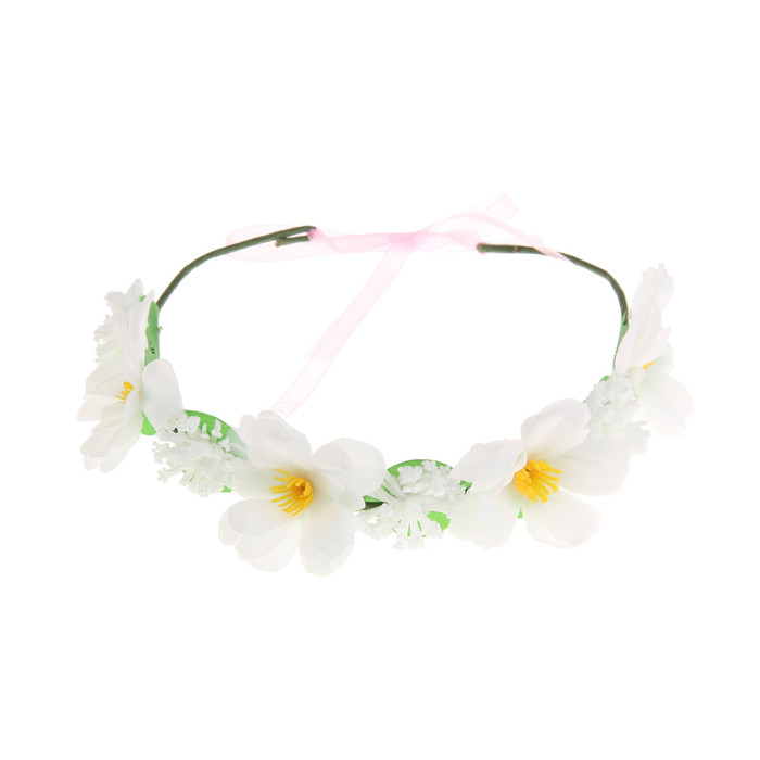 Гавайская повязка "Цветы", цвет белый