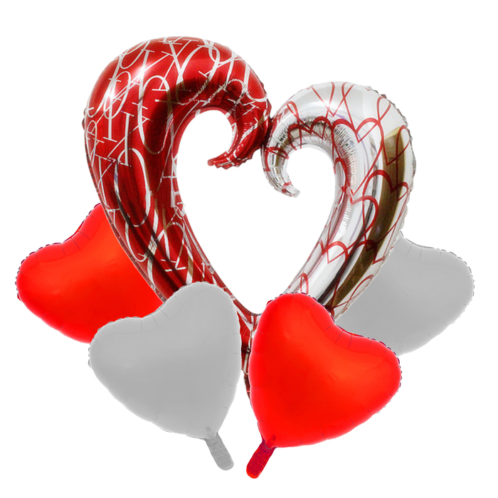 Букет из шаров "Сердца", фольга, набор из 5 шт.