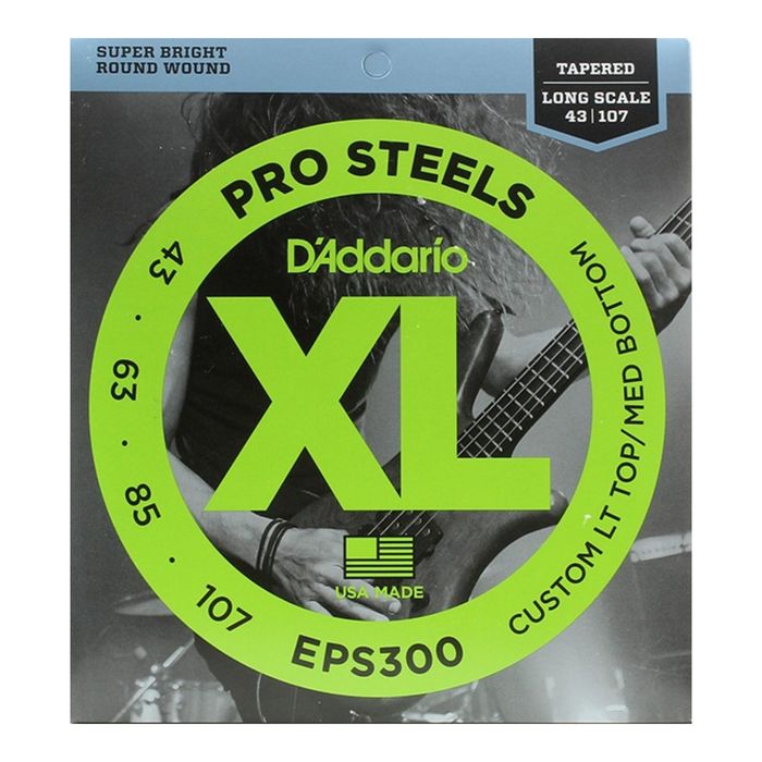 Струны для бас-гитары D'Addario EPS300 ProSteels Lt top/Med bottom, 43-107