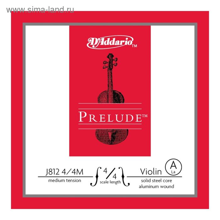 фото Струна a/ля для скрипки d`addario j812-4/4m prelude