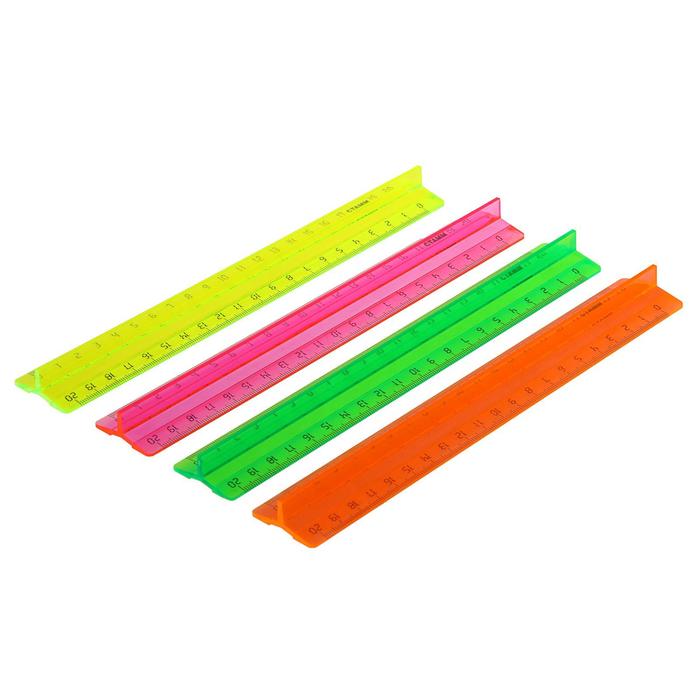 Линейка с держателем 20 см «Стамм» NEON Cristal 4 цвета
