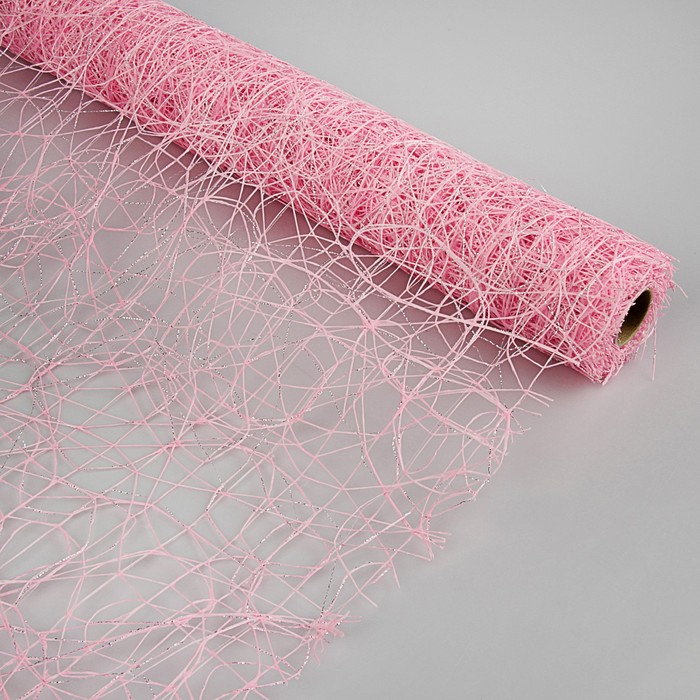 Сетка сизаль металлизированная, BOZA, светло-розовый, 0,53 x 4,57 м