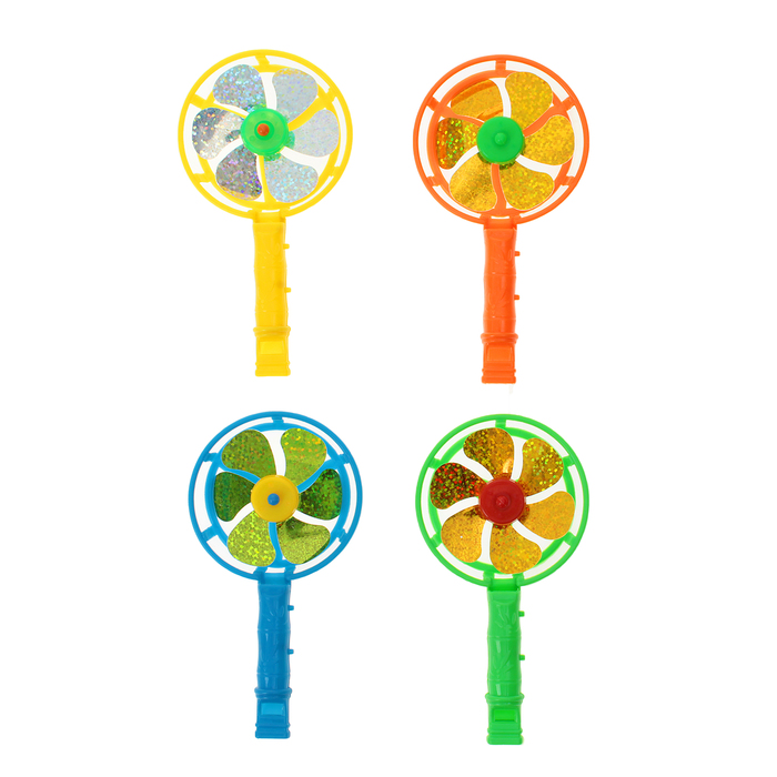 Ветерок "Голография" со свистком, цвета МИКС