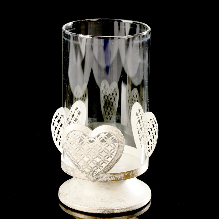 Подсвечник металл на 1 свечу "Сердце в сеточку" 16х8х8 см