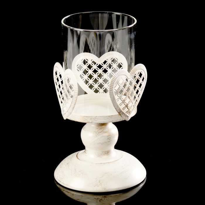 Подсвечник металл на 1 свечу "Сердце в сеточку" 18х10х10 см