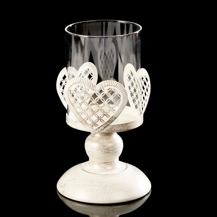 Подсвечник металл на 1 свечу "Сердце в сеточку" 18х10х10 см