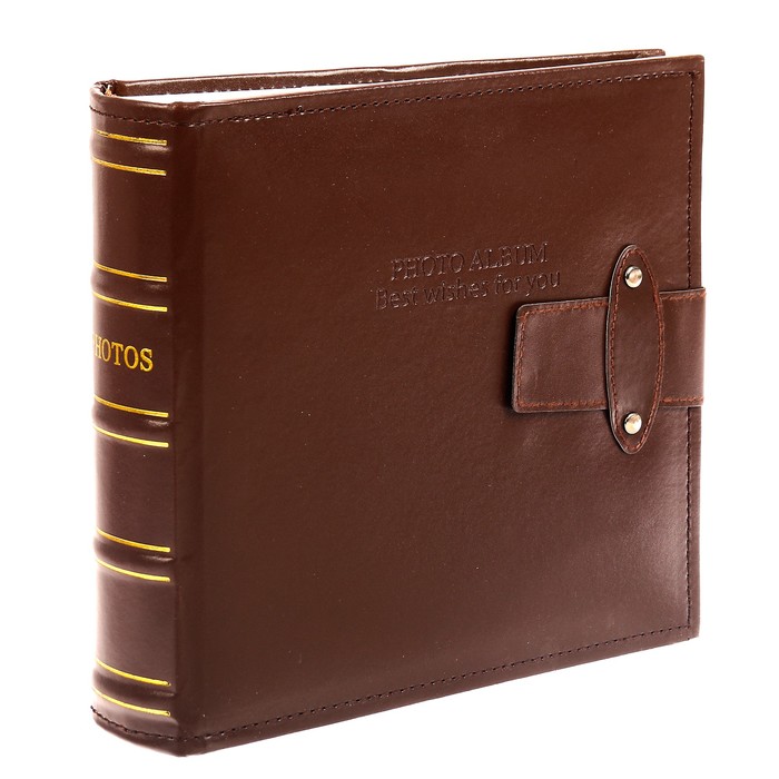 Фотоальбом на 200 фото 10х15 см "Классика с застёжкой" бумажные листы кожзам 22х24х5,5 см
