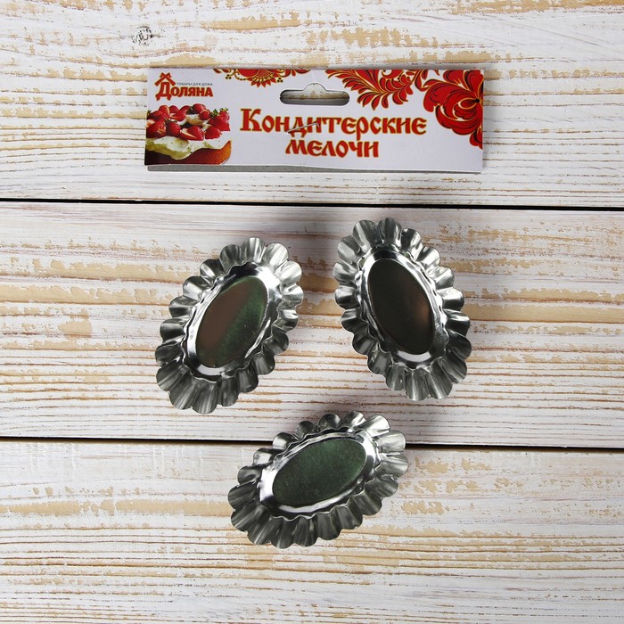 Набор форм для выпечки "Овал. Розарий", 3 шт, 8х4,7х2 см