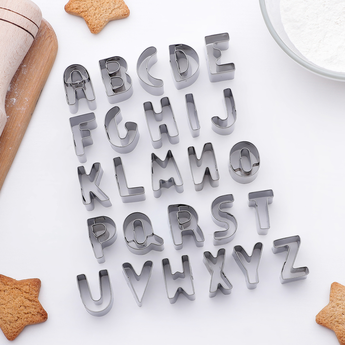 Набор форм для вырезания печенья 26 шт "Алфавит" 2,5х2х2 см