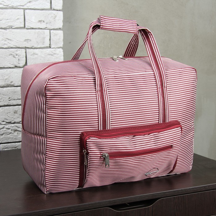 Сумка дорожная отдел на молнии, наружный карман, цвет бордовый