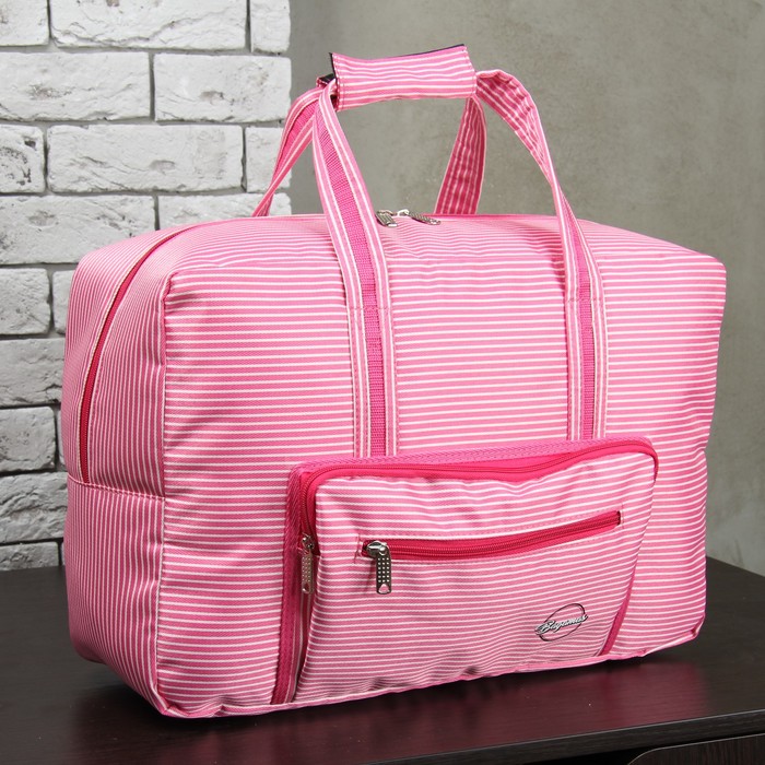 Сумка дорожная отдел на молнии, наружный карман, цвет розовый