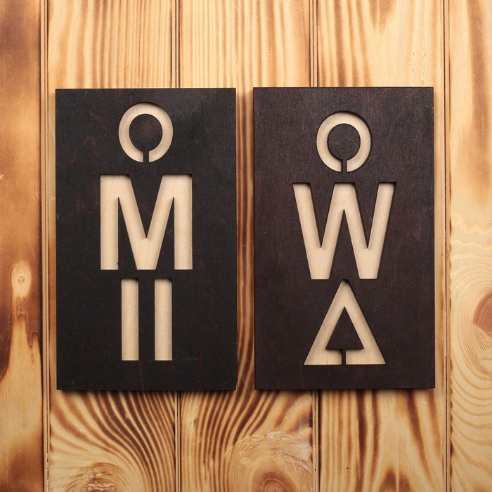 Табличка деревянная в уборную "M/W"