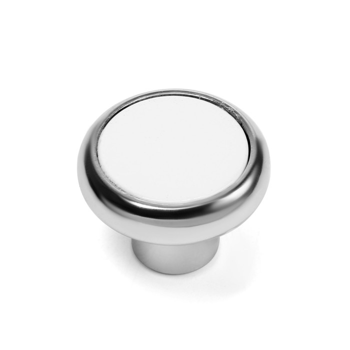 Ручка кнопка ТУНДРА РК101, цвет хром с белой вставкой