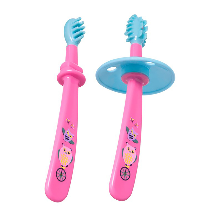 Набор массажёров для дёсен, 2 шт., от 4 мес., рисунок «Совы», цвета МИКС