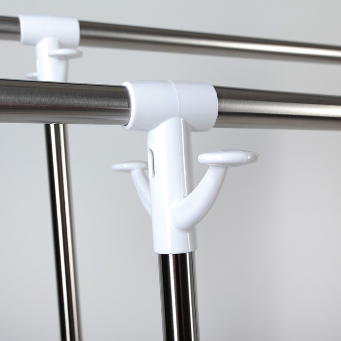 Стойка для одежды телескопическая, 2 перекладины, 2 полки 169x34x162 см