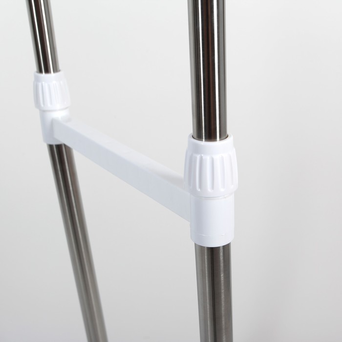 Стойка для одежды телескопическая, 2 перекладины, 2 полки 169x34x162 см