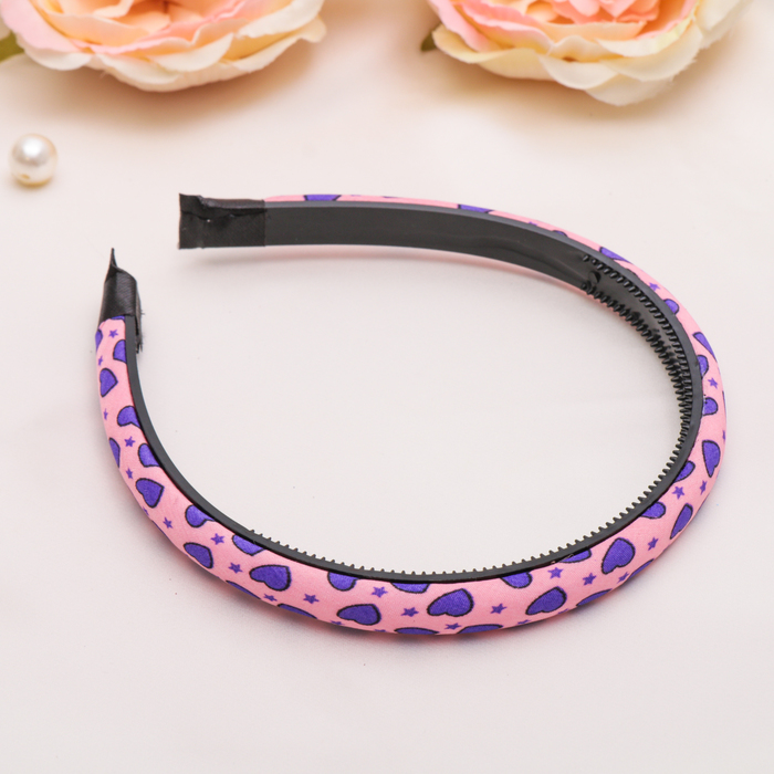 Ободок для волос "Зарина" 1,2 см, сердечки, микс