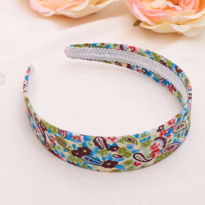 Ободок для волос "Зарина" 3,2 см, цветы с узором, микс