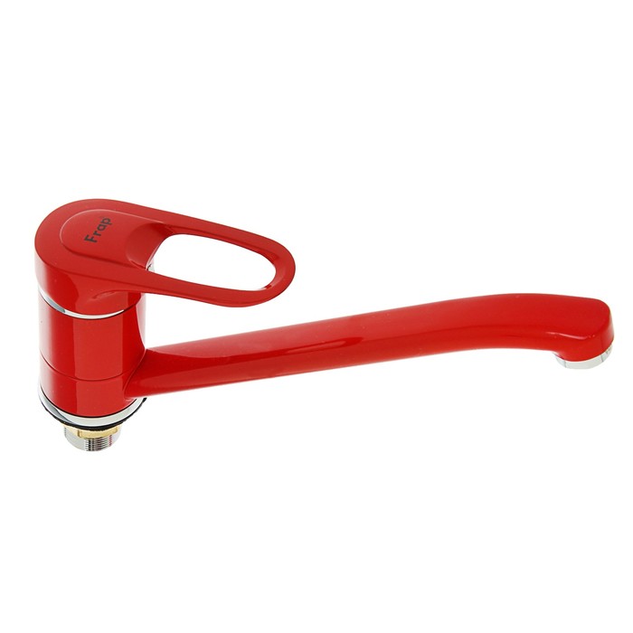 Смеситель для кухни Frap F4928-13, однорычажный, на гайке, низкий излив, красный