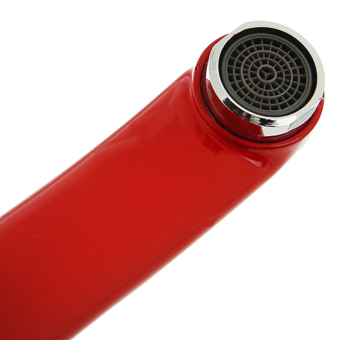 Смеситель для кухни Frap F4928-13, однорычажный, на гайке, низкий излив, красный