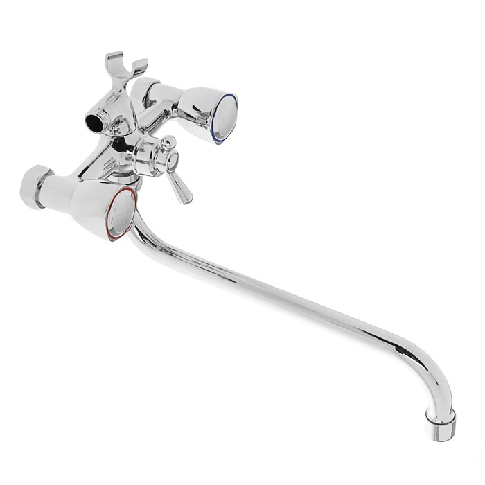 Смеситель для ванны Frap F2209, двухрычажный, настенный, с душевым комплектом, латунь, хром   302690