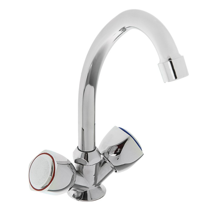 Смеситель для кухни Frap F4009, двухрычажный, высокий излив, латунь, хром