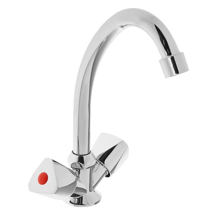 Смеситель для кухни Frap F4011, двухрычажный, высокий излив, латунь, хром