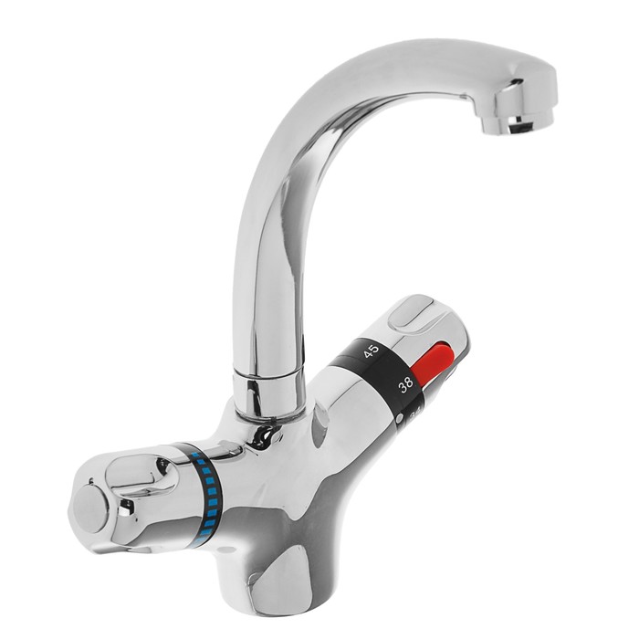 Смеситель для раковины Frap F1051, двухрычажный, ручной терморегулятор, латунь, хром