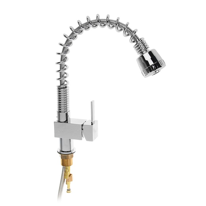 Смеситель для кухни Frap F1052-3, однорычажный, вытяжной излив, 2 режима струи, латунь, хром 30269