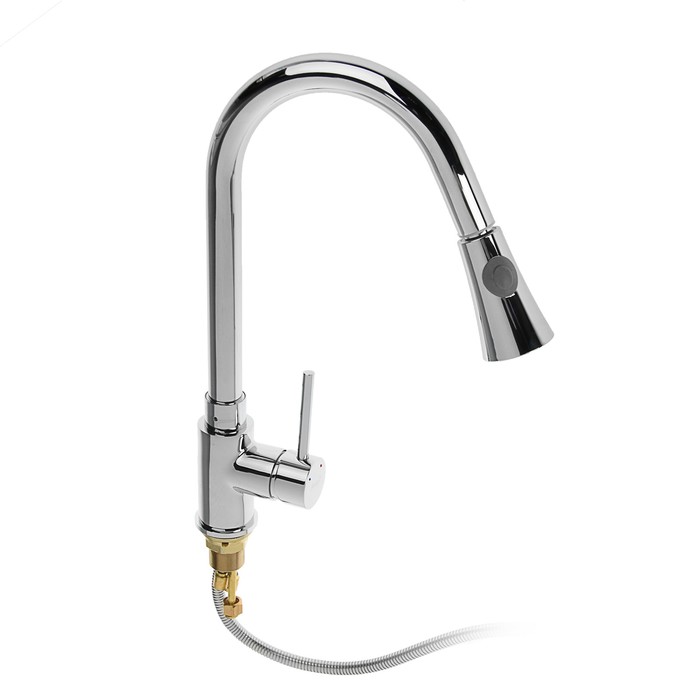 Смеситель для кухни Frap F6052, однорычажный, вытяжной излив, 2 режима струи, латунь, хром