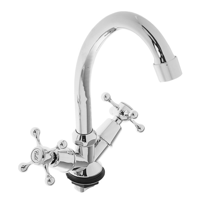 Смеситель для кухни FRUD R40108, двухрычажный, на гайке, высокий излив, хром