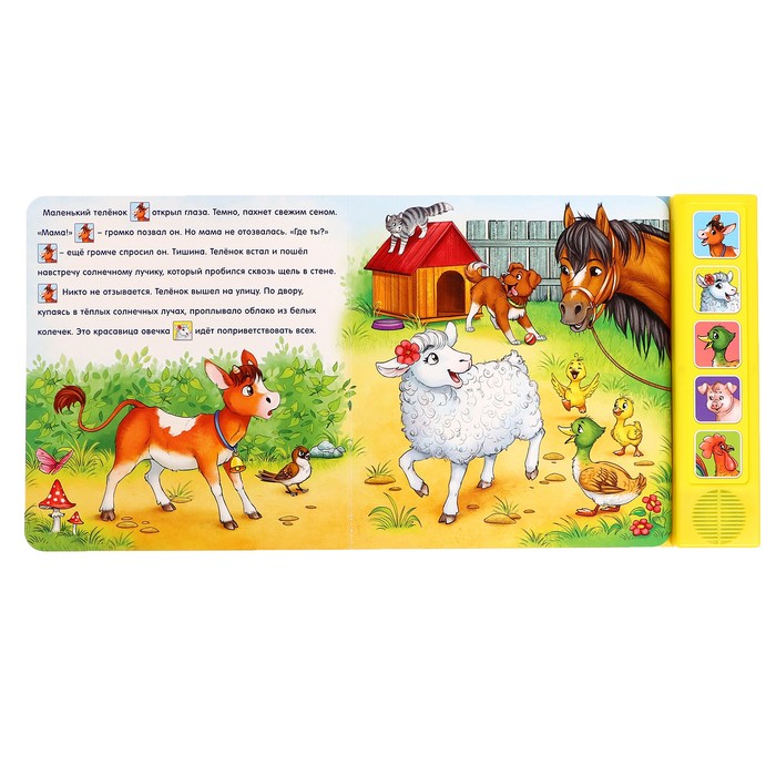 Книжка с музыкальным чипом "Теленок ищет маму" 22 х 17 10 стр.