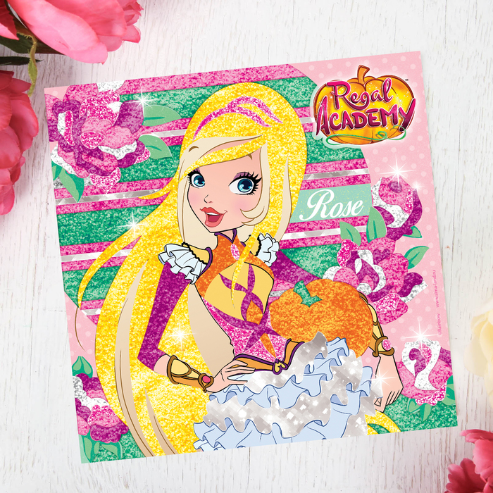 Фреска с блестками и фольгой "Роуз" Королевская Академия + 9 цв песка по 4 гр, блестки 2 гр