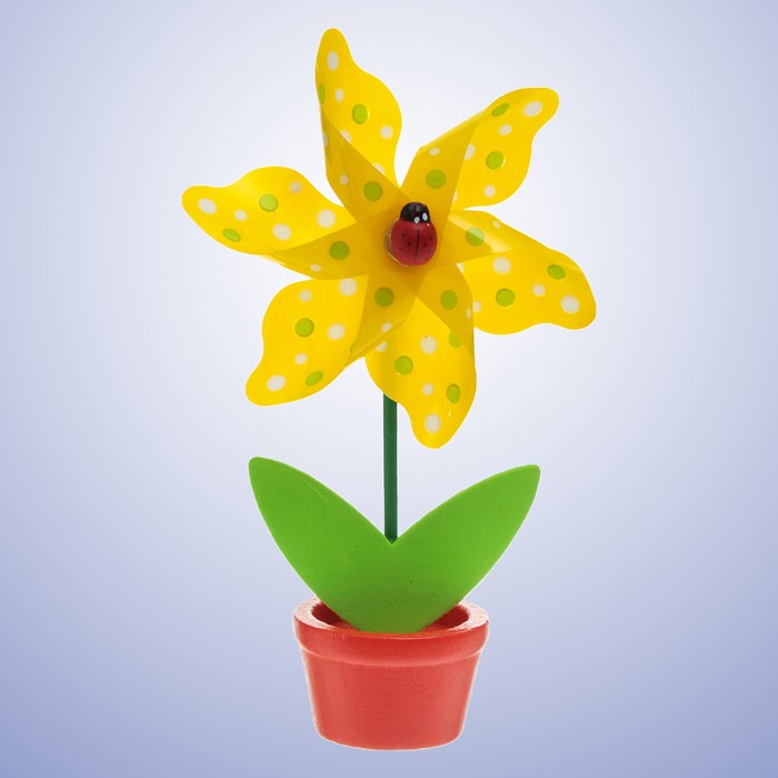 Ветерок "Божья коровка" в горшочке, цвета МИКС