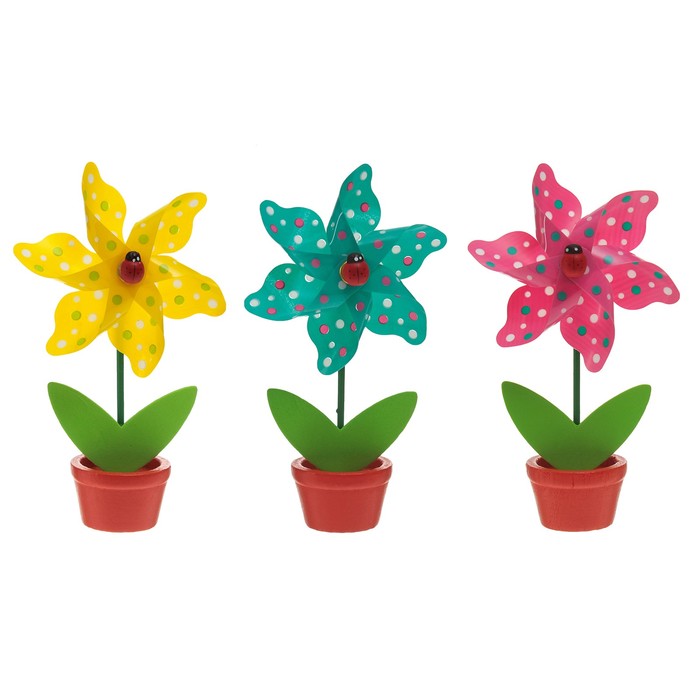 Ветерок "Божья коровка" в горшочке, цвета МИКС