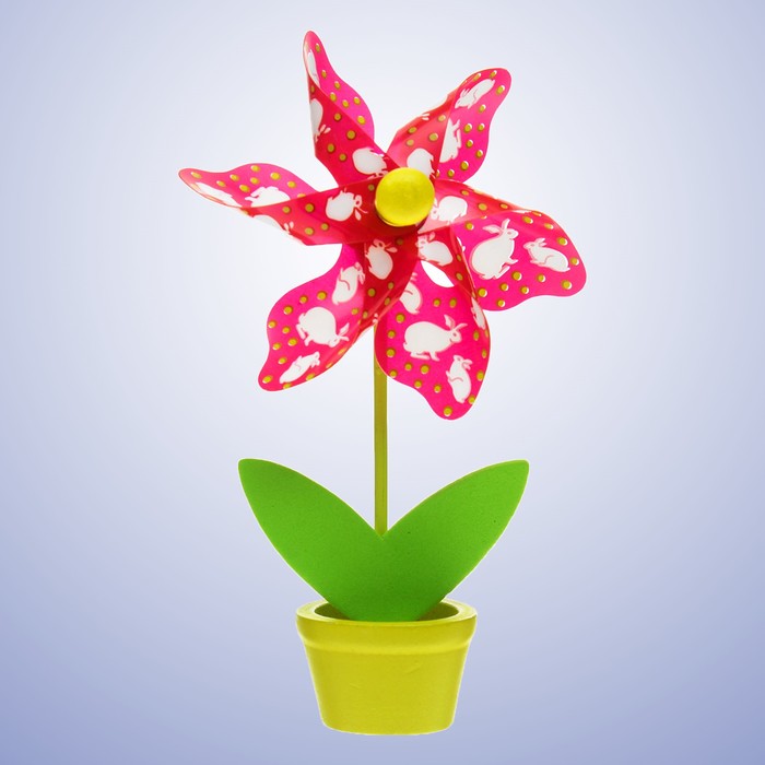 Ветерок "Зайка" в горшочке,цвет Микс