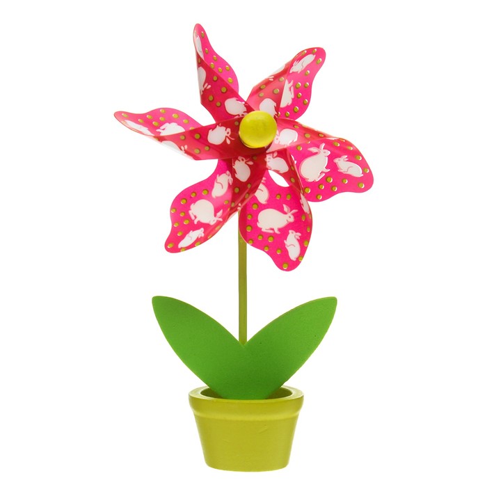 Ветерок "Зайка" в горшочке,цвет Микс