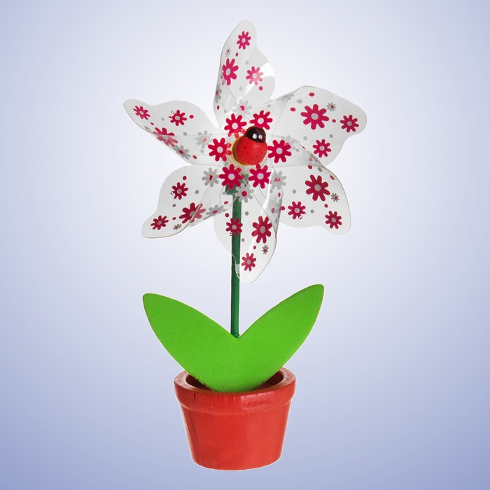 Ветерок "Цветочки" в горшочке, цвета МИКС