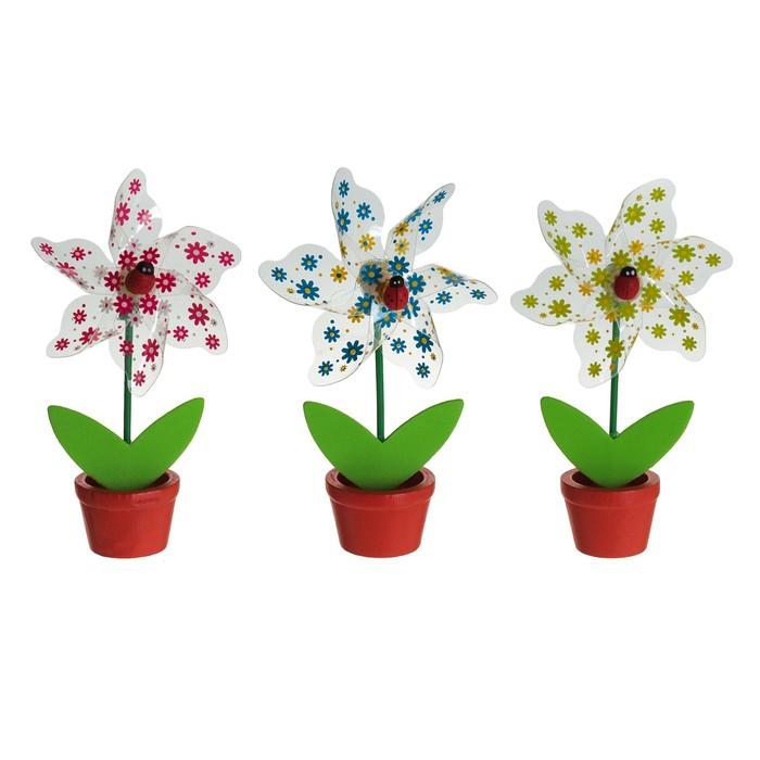 Ветерок "Цветочки" в горшочке, цвета МИКС