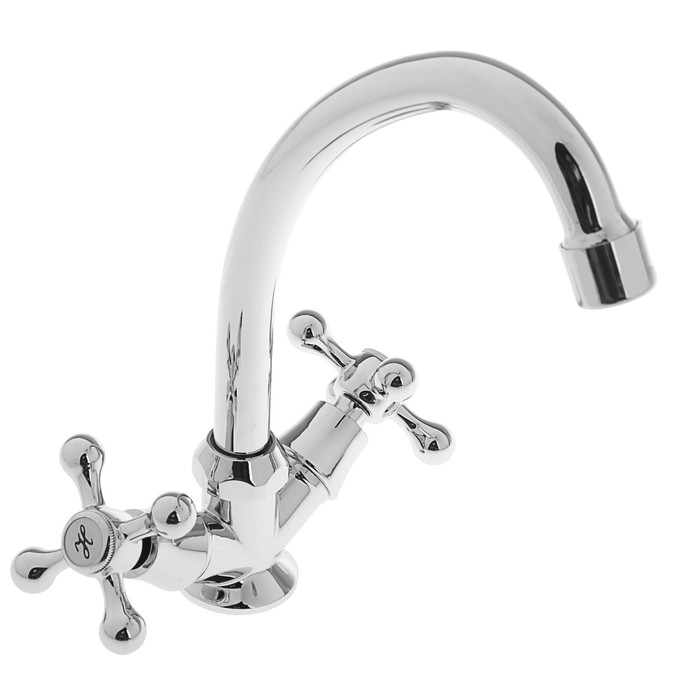 Смеситель для кухни Ledeme H08 L4008, двухрычажный, высокий излив, хром