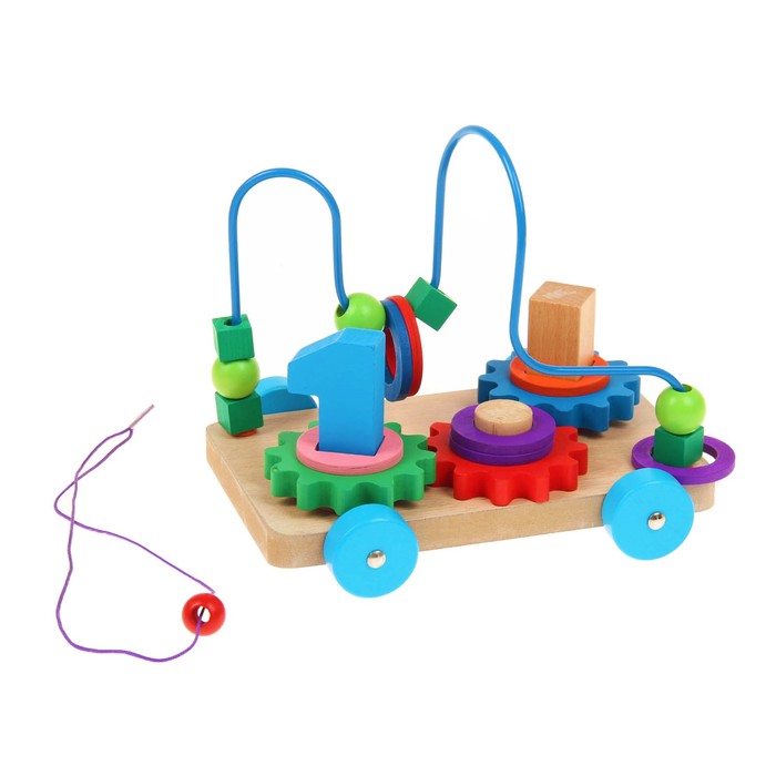 Серпантика большая на каталке "Шестерёнки", с логической пирамидкой