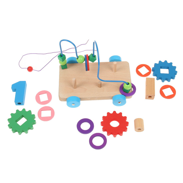 Серпантика большая на каталке "Шестерёнки", с логической пирамидкой