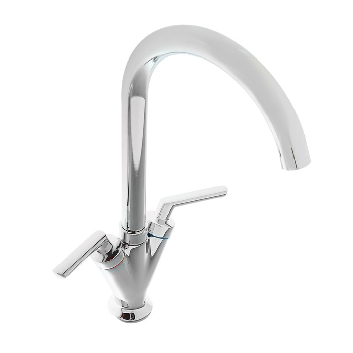 Смеситель для кухни Ledeme L4098, двухрычажный, высокий излив, хром