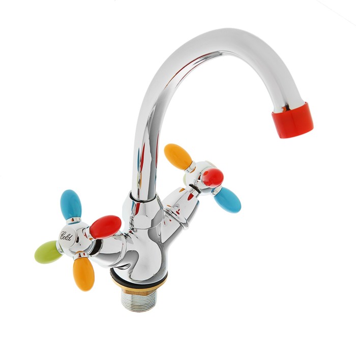 Смеситель для кухни Loffrey LF85910, двухрычажный, цветной, хром