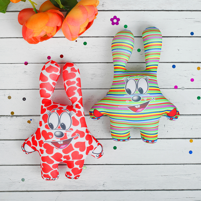 Набор мягких игрушек-антистресс"Зайцы", мини, 4 шт