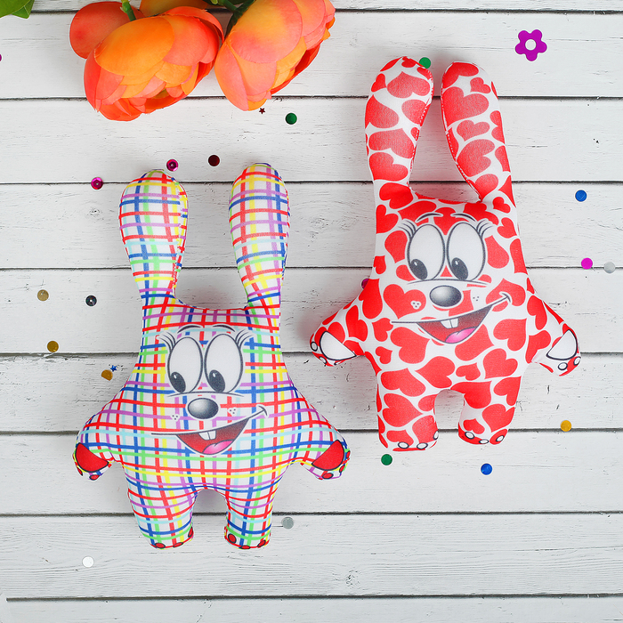 Набор мягких игрушек-антистресс"Зайцы", мини, 4 шт