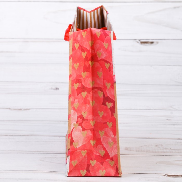 Пакет крафтовый вертикальный «От всего сердца», 12 × 15 × 6 см